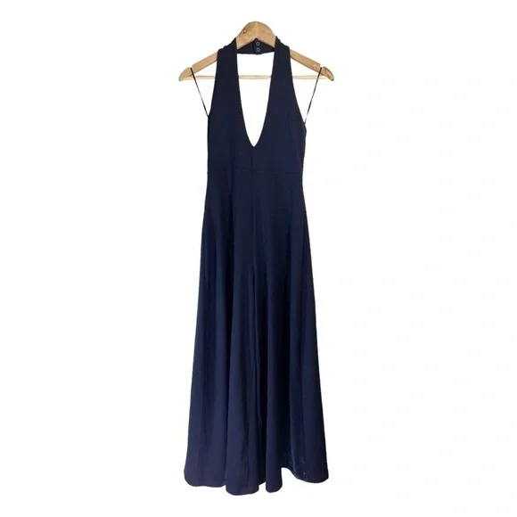 Susana Monaco Sleeveless Halter Neck Wide Leg Jumpsuit - Midnight Blue NWT - Picture 2 of 6
